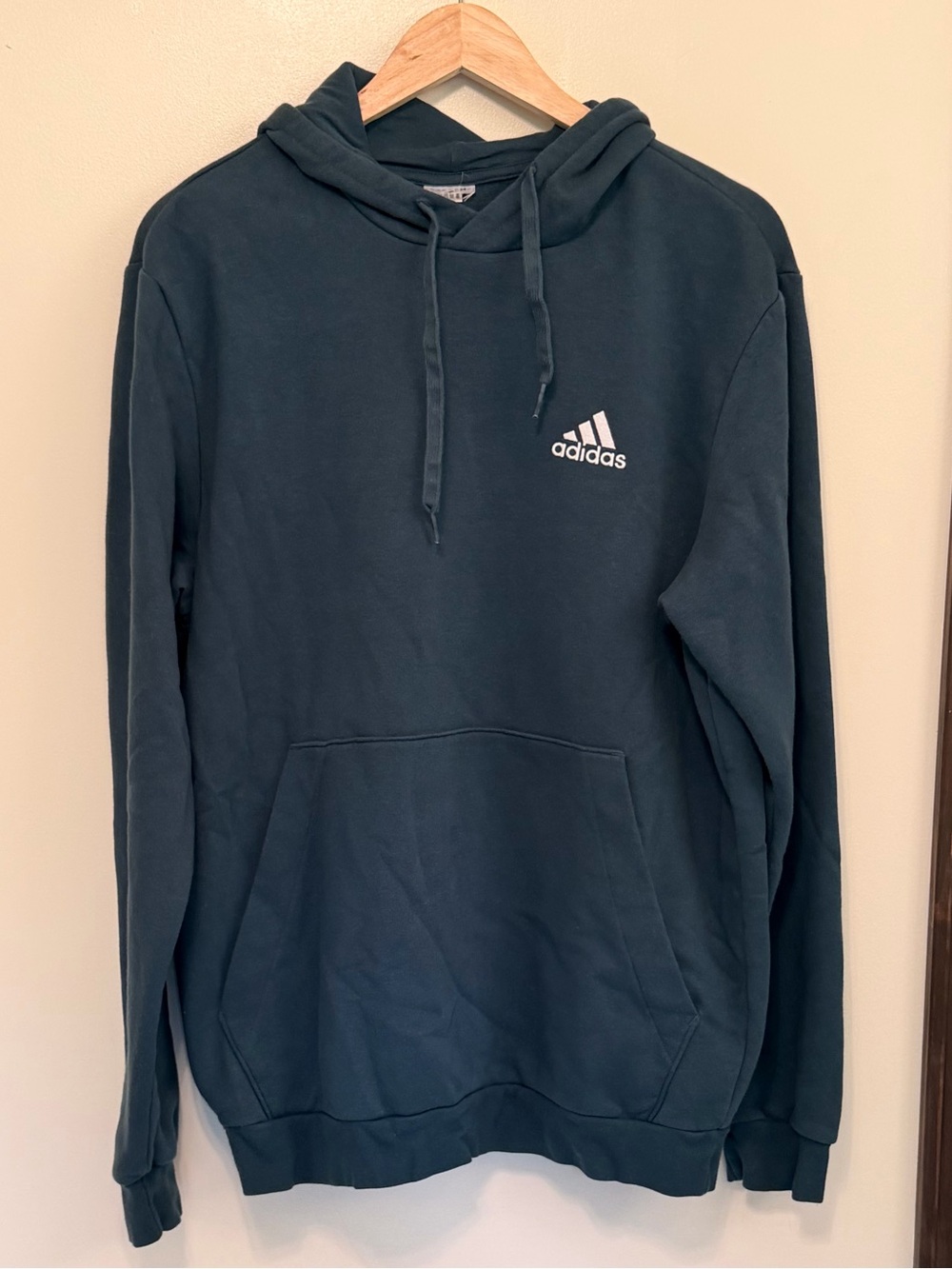 adidas Dark Green Pullover Hoodie with Small Logo